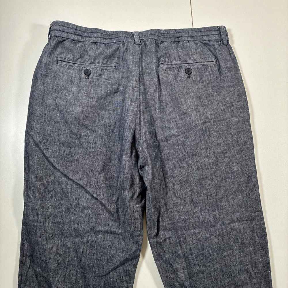 Banana Republic Mason Athletic Tapered Pant 35x28 Blue Linen Blend (Tag 35x32)